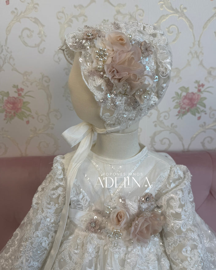 Evangeline- Long Sleeve Pearl  (Ropón / Christening Gown)