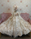 Elenor- Short Sleeve Champagne (Ropón/Christening Gown)