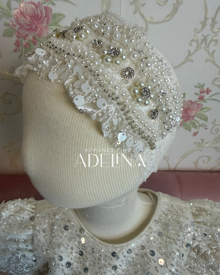 Angelique-Short Sleeve Pearl (Ropón/Christening Gown)